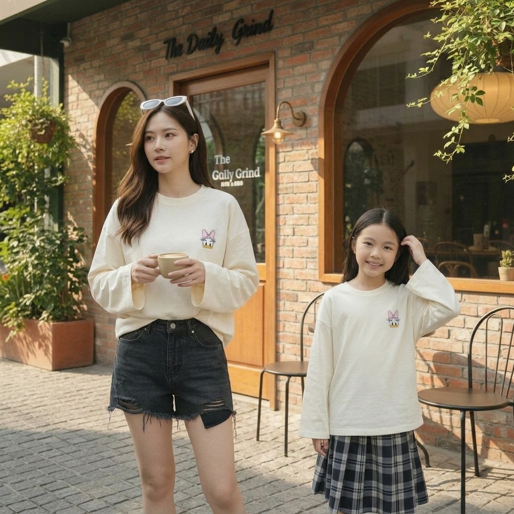 Fit garments on model. Cho 2 người tạ dáng kiểu khác, tay áo rộng (ko bo tay áo). Natural lighting. ...