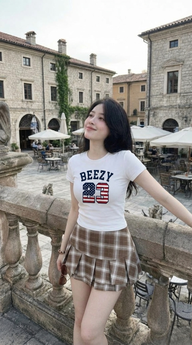 Fit garments on model. Natural lighting. Photorealistic.